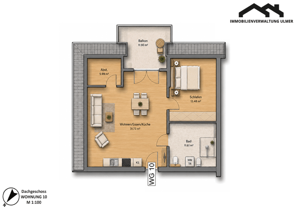 Grundriss Wohnung DG 10