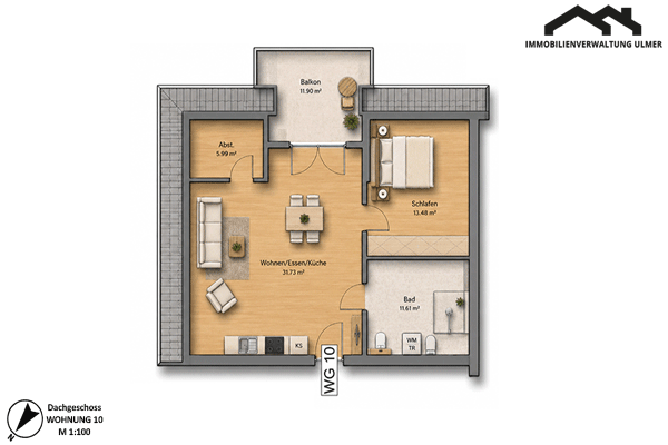 Grundriss Wohnung DG 10
