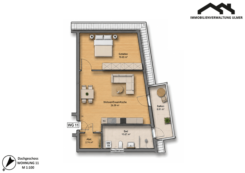 Grundriss Wohnung DG 11