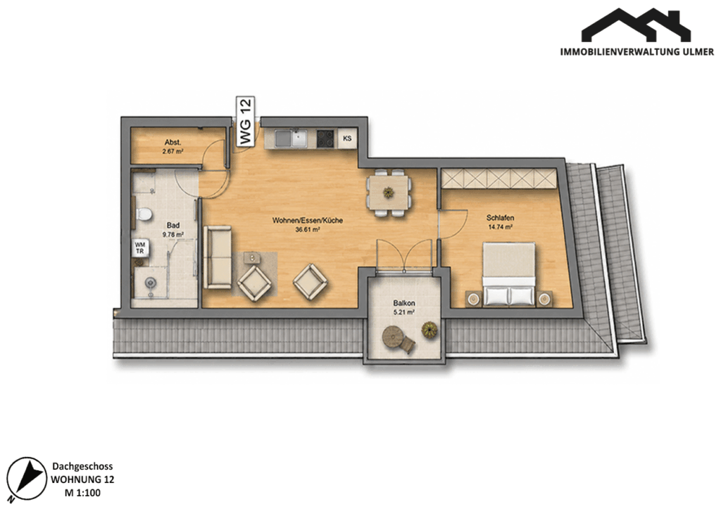 Grundriss Wohnung DG 12