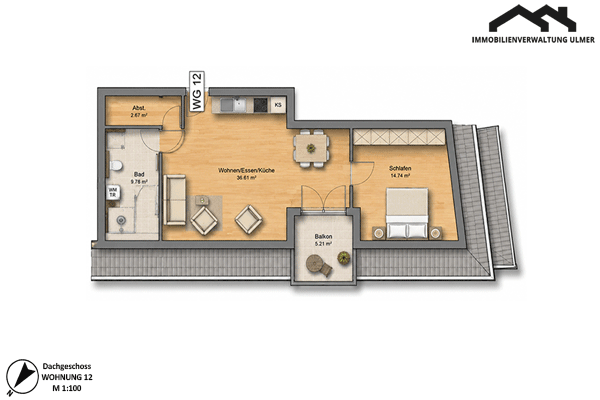 Grundriss Wohnung DG 12
