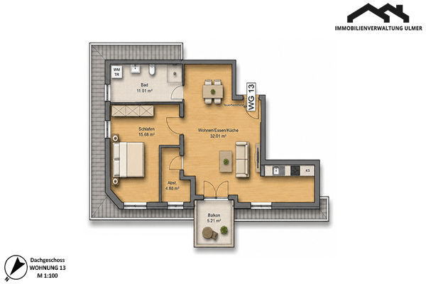 Grundriss Wohnung DG 13